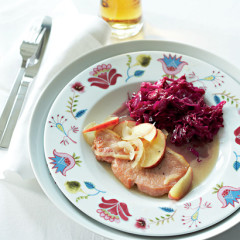 German kassler chops with red cabbage