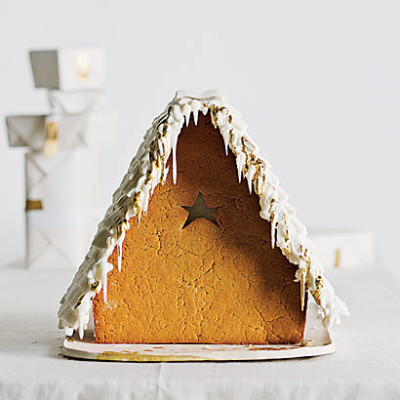 German white-and-gold gingerbread house