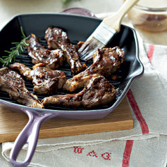 Glazed seared lamb chops with whipped Parmesan potatoes