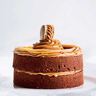 Gluten-free chocolate-and-hazelnut cake with peanut butter icing