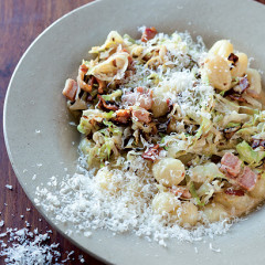 Gnocchi with a creamy cider and bacon sauce