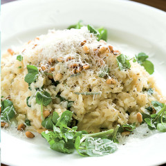 Gorgonzola and watercress risotto with toasted pine nuts