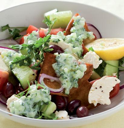 Greek summer salad & toasted pitas recipe | Woolworths TASTE