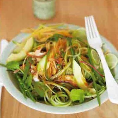 Green pawpaw and avo salad with a tamarind and lime dressing
