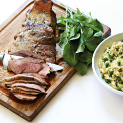 Grilled butterflied lamb with rosmarino pilau