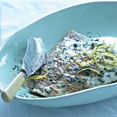 Grilled fish with anchovy-and garlic butter