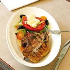 Grilled lamb chop with greek salad