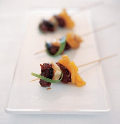 Grilled parmesan, date & pineapple skewers recipe | TASTE