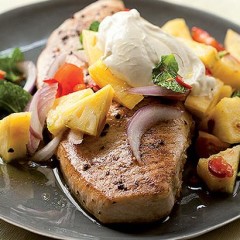 Grilled swordfish with pineapple salsa
