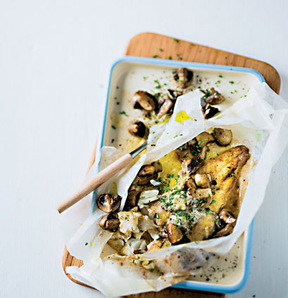 Hake and mushrooms baked in paper | Woolworths TASTE