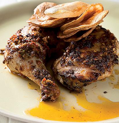 Harissa charred chicken with potato sheets | Woolworths TASTE