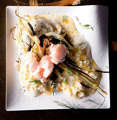 Langoustine risotto with roast fennel, avogolemono sauce and gold salt | Woolworths TASTE
