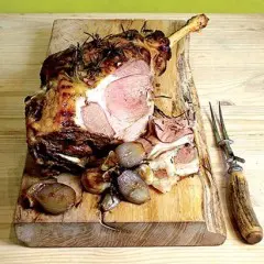 Leg of lamb stuffed with garlic rosemary and anchovies