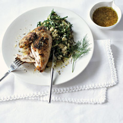 Lemon dill-baked chicken with egg-and-spinach rice