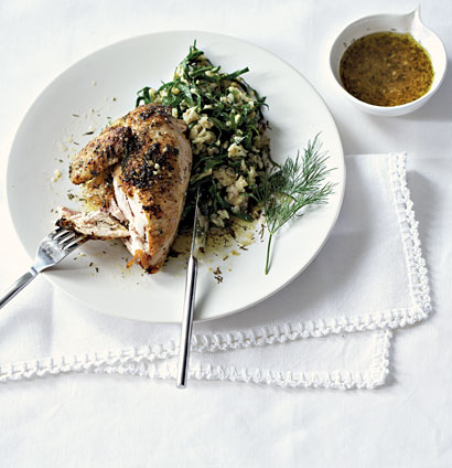 Lemon dill baked chicken, egg & spinach rice recipe | TASTE