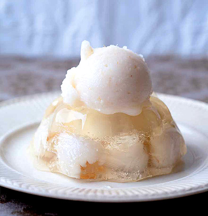 Litchi jelly & homemade sorbet recipe | Delightful | WW TASTE