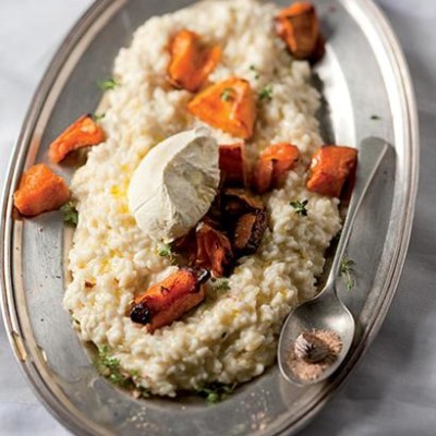 Mascarpone and pumpkin risotto with ground nutmeg