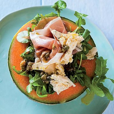 Melon, Cremezola and Parma ham salad
