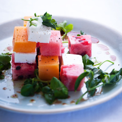 Melon, feta and watercress salad