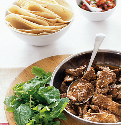 Mexican spiced beef strips with tortillas and salsa | Woolworths TASTE