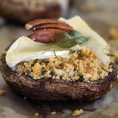 Mushrooms with pecan nut and sage stuffing