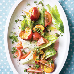 Nectarine and tomato salad with baby cos lettuce
