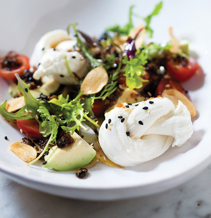 Nodini, avocado, fermented black bean and basil salad with toasted garlic shards | Woolworths TASTE