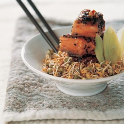 Norwegian salmon with a soyanut butter and sesame crust