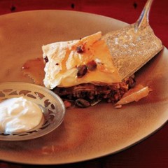 Nutty phyllo layers with rosewater syrup