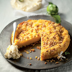 Orange and ricotta polenta cake with lime labneh
