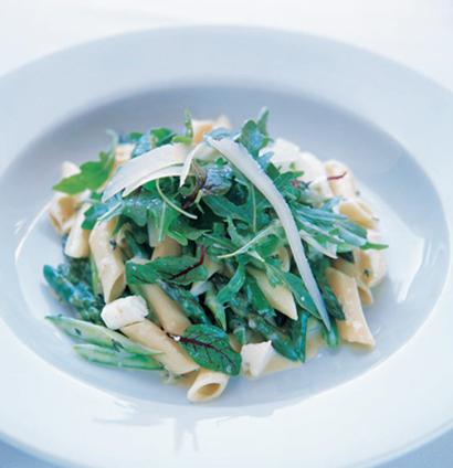 Organic penne with asparagus carbonara | Woolworths TASTE