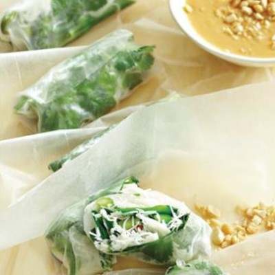 Peanut and vegetable rice-paper wraps