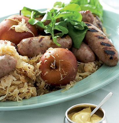 Pork-and-apple sausages with beer-baked sauerkraut | Woolworths TASTE