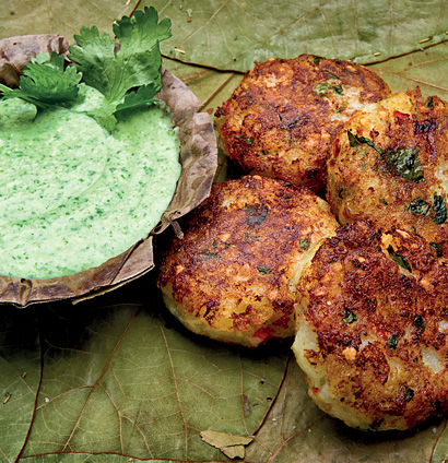 Potato tikki with almond-coriander chutney | Woolworths TASTE