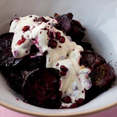 Roast beets with pomegranate yoghurt dressing