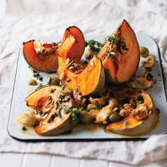 Roast pumpkin with caper, garlic and green olive butter