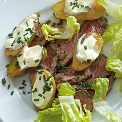 Roast Steak And Potato Salad With Sour Cream And Chives Woolworths Taste