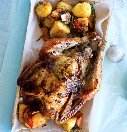 Roast turkey,pear stuffing & roast potatoes recipe | TASTE