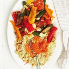 Roasted vegetables with feta and herbed couscous
