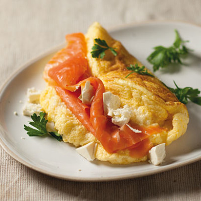 Salmon and feta Omelette