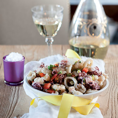 Salt-and-pepper squid with summer salsa