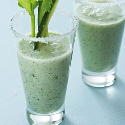 Salty cucumber, celery and mint lassi