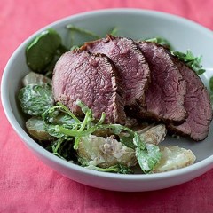 Seared beef fillet with horseradish baby potatoes