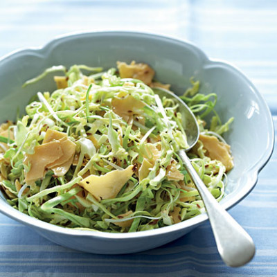 Shaved Gouda and cabbage slaw with cumin seed dressing