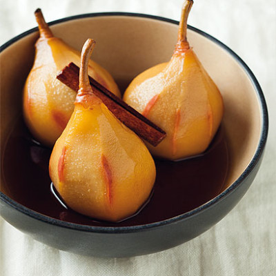 Sherry-poached pears