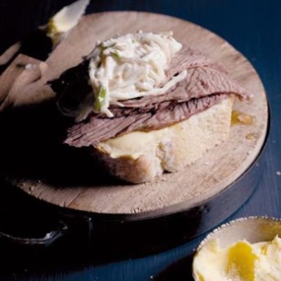 Slowcooked silverside sandwiches with creamy celeriac remoulade
