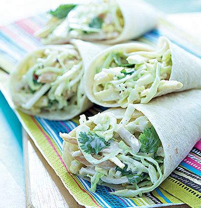 Smoked chicken and corn slaw wrap | Woolworths TASTE