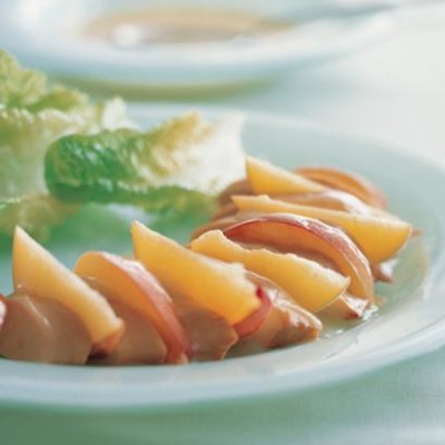 Smoked chicken and peach salad with honey-mustard dressing