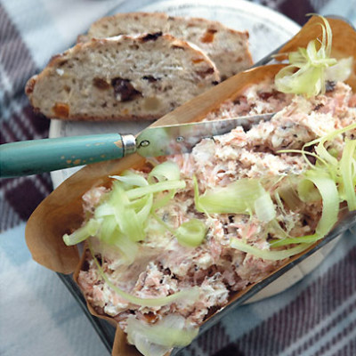Smoked trout terrine with shallot dressing
