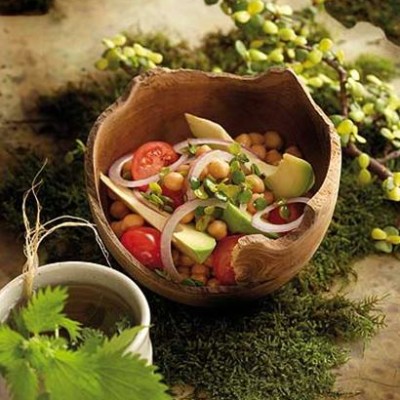Spekboom, chickpea and tomato salad